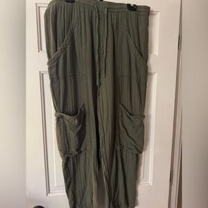 Free People Olive Slouchy Cargo Pants